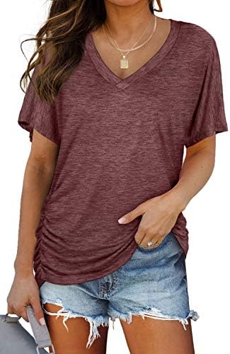 Cut with generous dolman sleeves and side shirring, this vivid red tee brings bold color and an easy drape to sunny days.