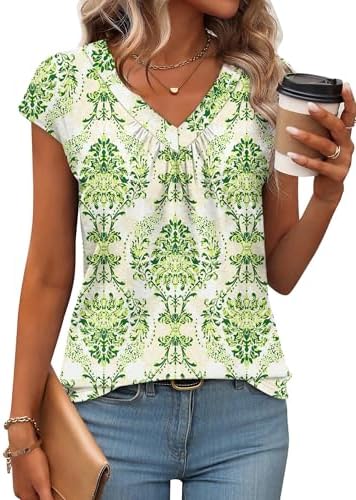 An earthy green ethnic floral print covers this breathable cotton blend tank, cut straight through the waist for airy warm days.