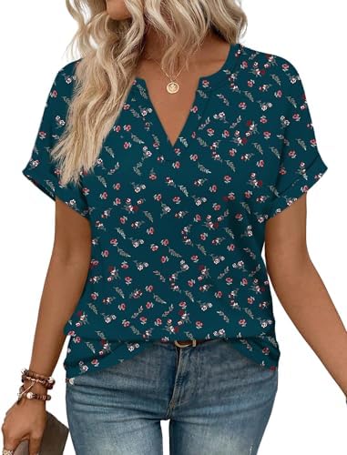 A crisp floral print brings bright summer detail to our relaxed short sleeve tunic cut with a neat V-neckline.