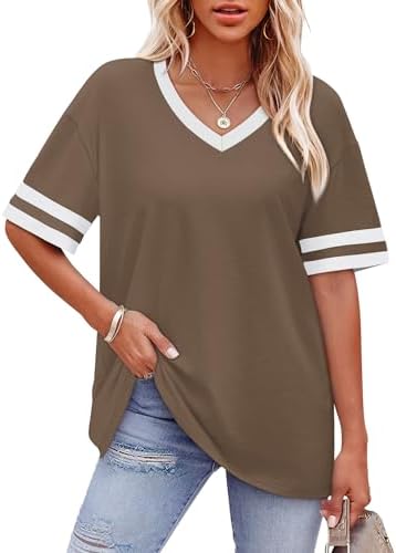 Contrasting striped cuffs update a relaxed beige and brown tee cut from our soft, breathable stretch knit for sunny days.