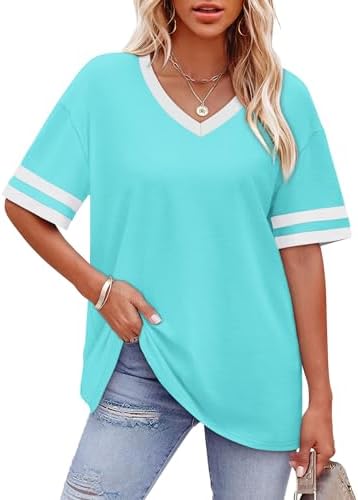 Contrasting striped cuffs update this light lake blue tee, cut with a relaxed drape in our soft, breathable summer knit.