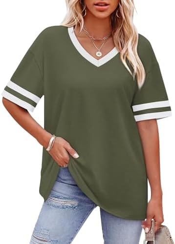 Striped sleeve bands contrast neatly against earthy olive green on this relaxed, breathable jersey tee.