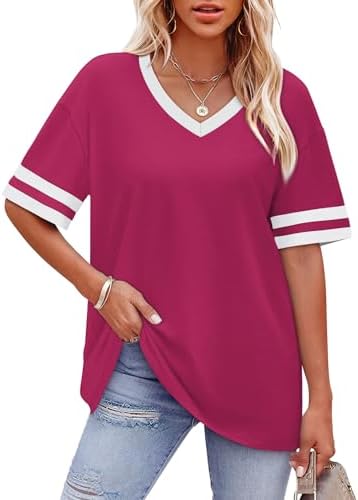 Bright rose red brings vibrant energy to this relaxed tee, finished with clean contrast stripes along the cuffs.