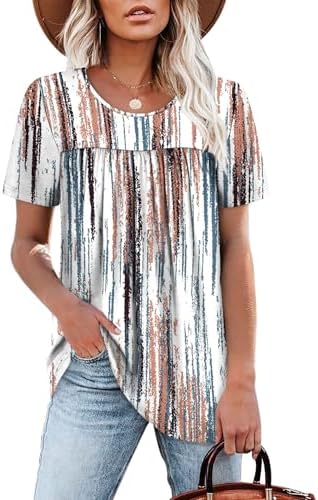 A swirling tie dye pattern adds playful color to this flowy crewneck top, finished with soft front pleating.