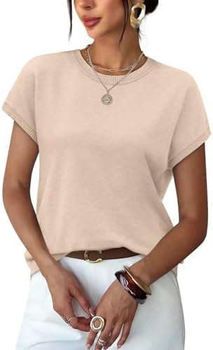 Knitted in a soft, neutral beige, this lightweight cap sleeve top brings an easy, polished layer to warm workdays and weekends.