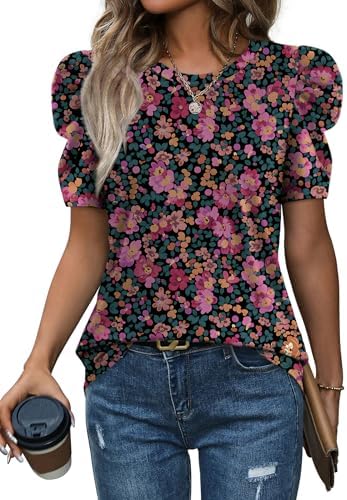 Gathered leg-of-mutton sleeves bring shape to this soft summer top, printed all over in our colorful Pretty Flowers pattern.
