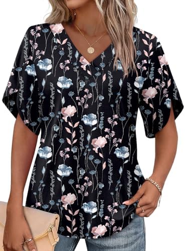 Split petal sleeves and a rich Floral 012 print give this lightweight summer blouse an easy, relaxed drape.