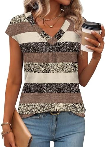 Earthy brown stripes set a relaxed tone on this breathable cotton-blend tank, finished with a classic V-neckline.