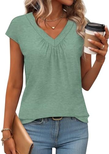 Cut in a quiet bean green cotton blend, this breezy V-neck tank gives you an easy straight drape for warm summer afternoons.