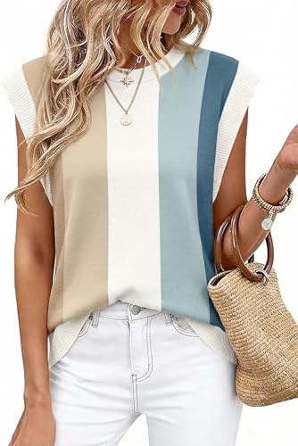 A soft knit top in classic navy stripes with ribbed cap sleeves and an easy relaxed body that packs neatly for travel.
