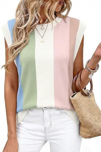 Horizontal pink stripes brighten this lightweight cap-sleeve knit top, cut with a relaxed drape for warm afternoons.