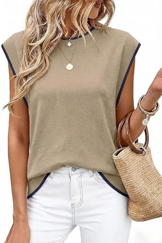 A rich brown knit tank with ribbed cap sleeves and a relaxed torso cut that balances light summer skirts and linen trousers.