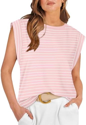 Crisp pink and white stripes give this soft crewneck tee a classic nautical feel that pairs easily with denim shorts.
