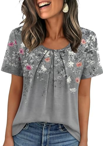 Tiny scattered blooms across this breezy knit top create a soft pattern that pairs easily with denim shorts or light trousers.