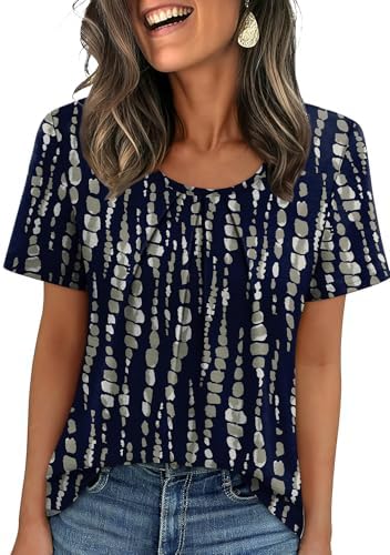 A soft scoop neckline pairs with front pleats in our Print 10 pattern for an easy, breezy summer blouse.