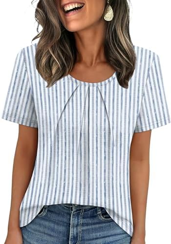 Horizontal band detailing sets this easy scoop-neck tee apart, pairing naturally with light denim or linen shorts.