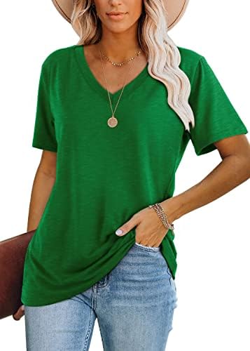A lightweight green tee cut with an open V-neck and plenty of stretch through the torso.