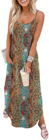 Sprinkled with our Floral Boho 3 pattern, this soft knit maxi combines short sleeves, a curved hem, and side pockets for sunny days.