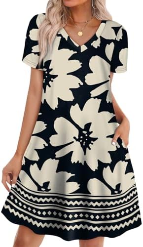 Printed in a detailed chrysanthemum pattern, this breezy A-line dress features two side pockets and an easy V-neckline.
