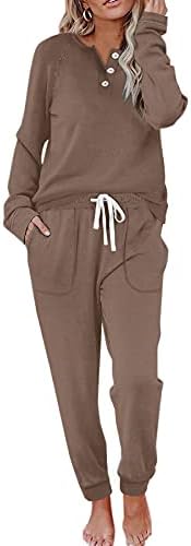 Warm khaki fleece makes this two-piece set a relaxed choice for cool mornings, long flights, and easy weekends at home.