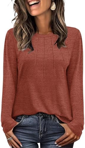 Tuck this pleated crewneck into denim or wear it loose over leggings for cool evenings and casual office days.