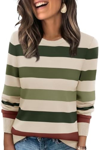 Deep green ribbed knit gives this lightweight crewneck sweater rich color and an easy drape for cool evenings.