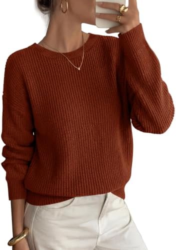 A chunky ribbed knit sweater in rich caramel, cut with dropped shoulders and a classic crew neck for cool weather days.