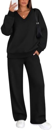 Deep black knit gives this cozy matching lounge set a clean, travel-ready look that works straight off the plane.
