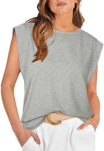 A soft heather grey cap sleeve tee cut with a relaxed muscle-tank shape for warm afternoons and office layers.