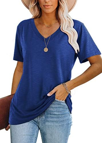 Saturated royal blue brings rich color to this easy V-neck tee, cut loose in a smooth stretch knit.