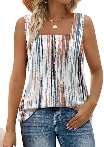 Swirling tie-dye tones wash across this breezy square-neck tank, finished with an easy curved hemline for warm days.