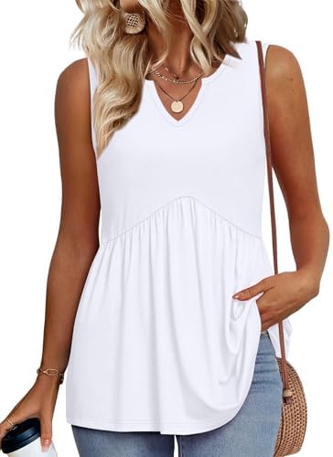 A soft white tank with an open V-neckline and a loose babydoll cut that gives you plenty of breathing room in the heat.