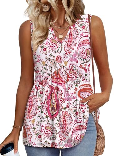 An airy babydoll tank in our pink paisley print, cut with a relaxed sweep and an open V neckline for hot sunny days.