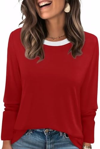 Bright red panels meet crisp contrast stripes on this soft long sleeve knit, finished with a neat ribbed crewneck.