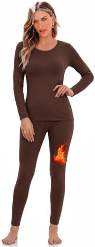 Plush fleece backing lines this deep coffee brown two-piece set, cut close to keep heat trapped under winter layers.