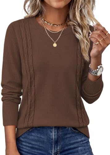 A soft brown knit pullover with subtle ribbed trim and a relaxed crewneck designed for breezy days and easy layering.