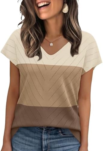 Warm apricot and rich coffee tones give this lightweight cap-sleeve knit an easy balance for workdays or weekend packing.