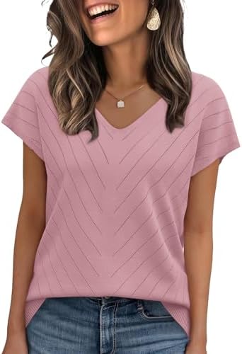 Dusty pink yarns give this fine-gauge knit top a soft, muted tone that layers under office blazers or pairs with pale denim.
