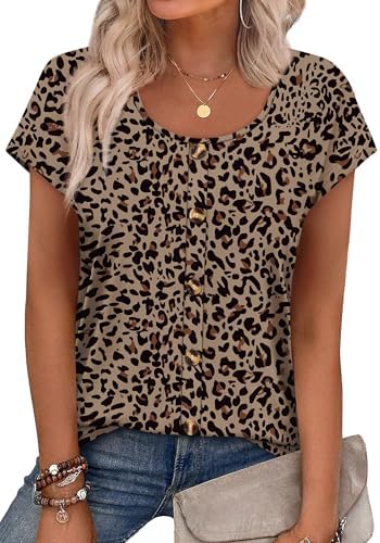A classic leopard print brings warm pattern to this light summer top, cut with neat cap sleeves and a scoop neckline.