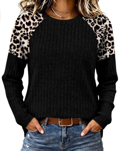 A jet black body meets tonal cheetah print raglan sleeves in a soft knit that stays smooth wash after wash.