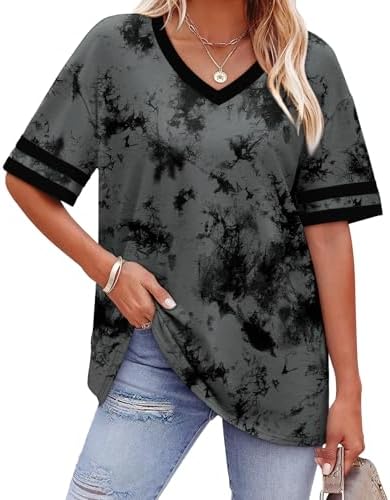 A soft half-sleeve tee patterned in muted grey tie dye, finished with neat striped cuffs for a subtle pattern mix.