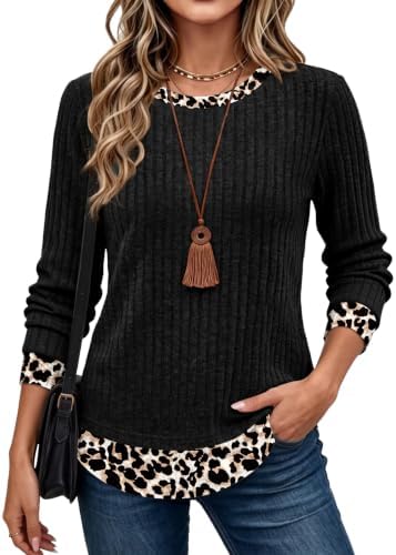 A faux layered hem in bold leopard print peeks out from beneath solid black for an easy two-in-one look.