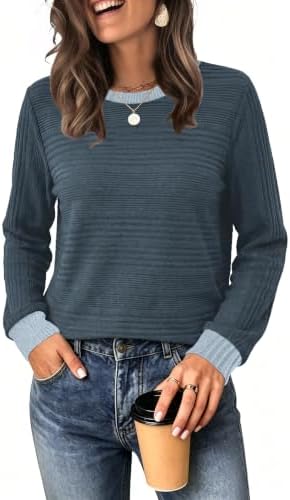 Deep navy knit paired with bold color block detail creates an easy long sleeve layer with a soft chenille feel.