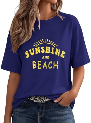 Crisp yellow graphic lettering stands out against a deep dark blue base on this breezy oversized short-sleeve tee.