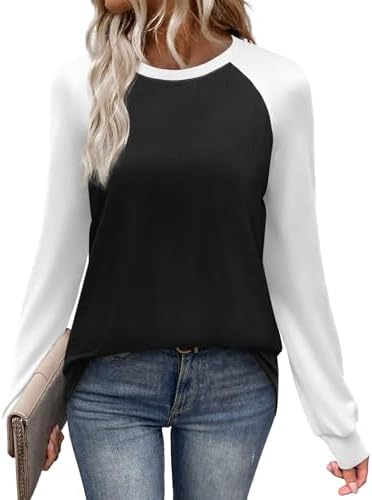 Contrasting raglan sleeves and a solid black body give this crewneck tee an easy, balanced look for cool mornings.