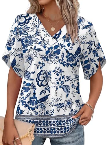Split petal sleeves and our Floral 04 print bring easy detail to this relaxed summer shirt, cut in sizes S through 3XL.