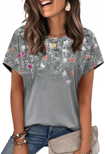 A muted grey floral print softens this easy cap-sleeve tee, cut in our lightweight stretch jersey with room to tie or tuck.