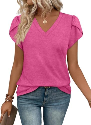 Overlapping tulip sleeves give this deep pink knit tee a fresh look, cut in a soft and stretchy jersey that stays opaque.