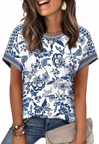 Airy cap sleeves and a rich Boho Blue print make this soft crewneck tee an easy pick for warm travel days.