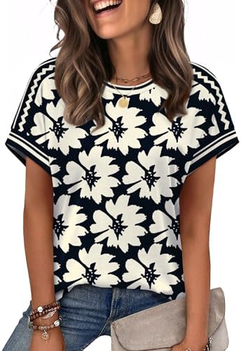 Dusted with a bright botanical pattern, this cap sleeve tee pairs soft stretch jersey with an easy everyday crewneck.
